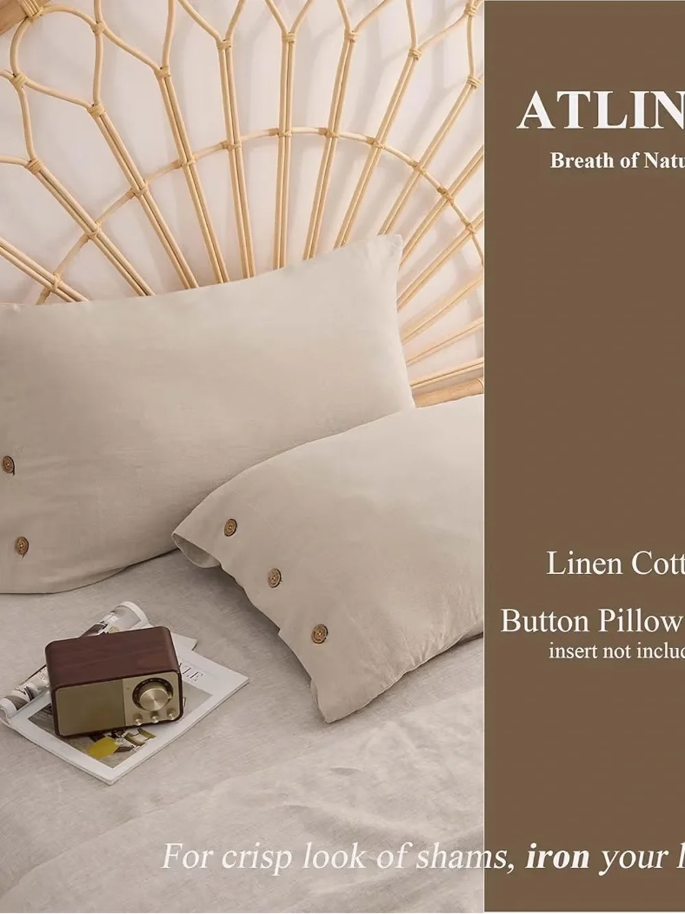 ATLINIA Linen Pillow Cases Standard Size 20